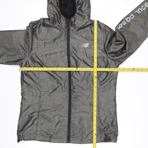 New Balance Men's Grey Hooded Windbreaker Jacket L Lightweight