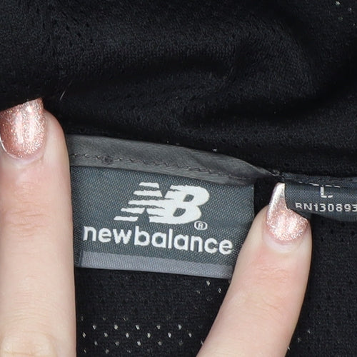 New Balance Men's Grey Hooded Windbreaker Jacket L Lightweight