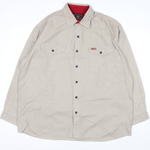 Rivers Men's Beige Cotton Long Sleeve Button-Up Shirt L