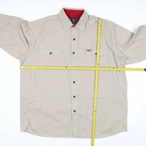 Rivers Men's Beige Cotton Long Sleeve Button-Up Shirt L