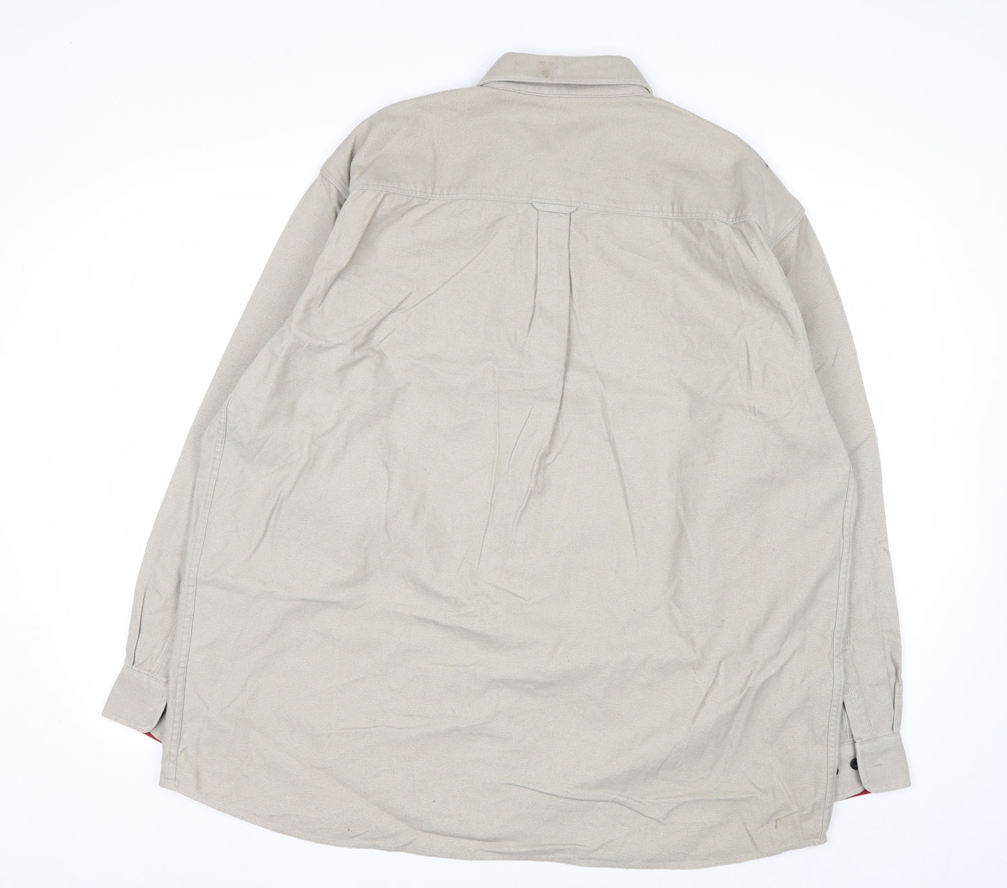Rivers Men's Beige Cotton Long Sleeve Button-Up Shirt L
