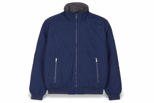Front view of St John’s Bay Men’s Blue Water Resistant Nylon Jacket, size M