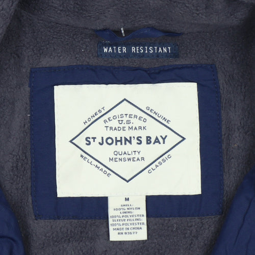 St John’s Bay Men’s Blue Water Resistant Nylon Jacket Size M