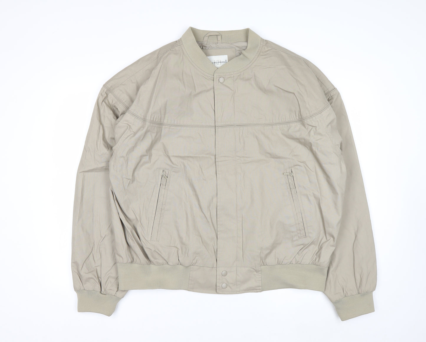 Knightsbridge Men's Beige Bomber Jacket L Regular Fit Polyester