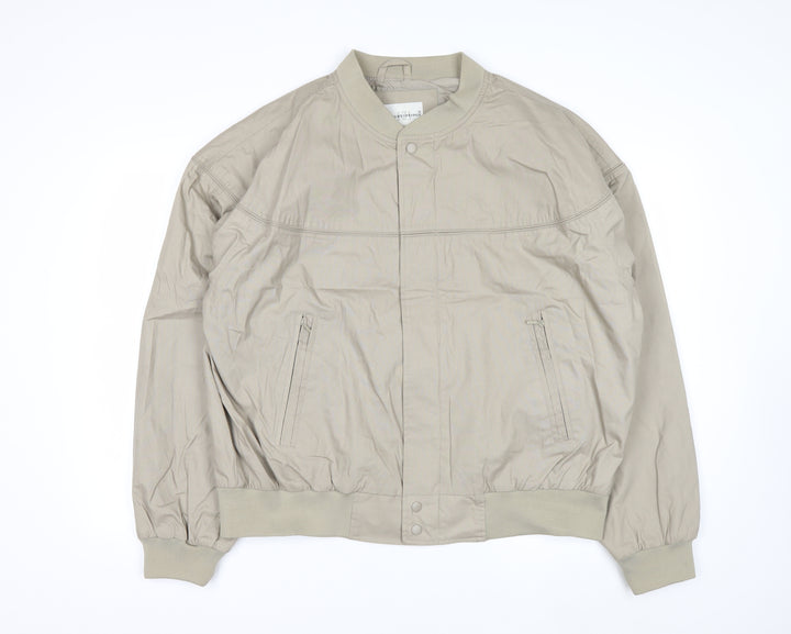 Knightsbridge Men's Beige Bomber Jacket L Regular Fit Polyester