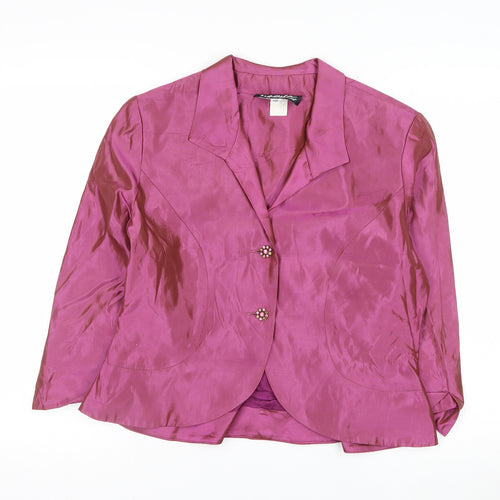 Ursula of Switzerland Women’s Pink Brocade Acetate Blazer Size 10