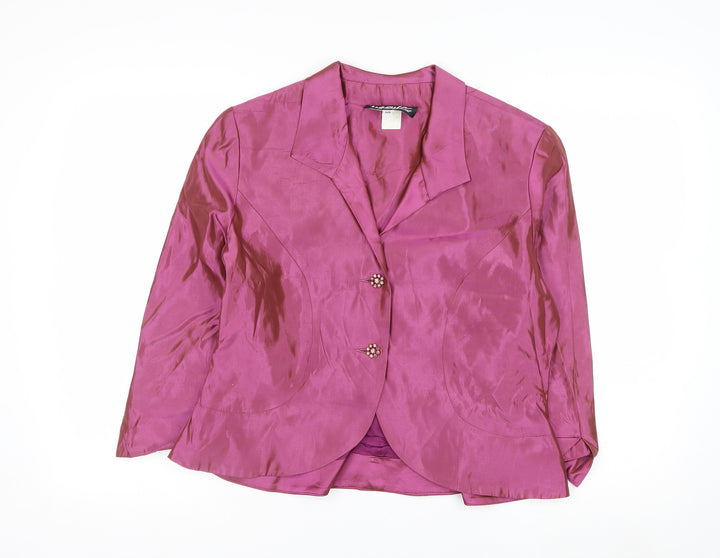 Ursula of Switzerland Women’s Pink Brocade Acetate Blazer Size 10