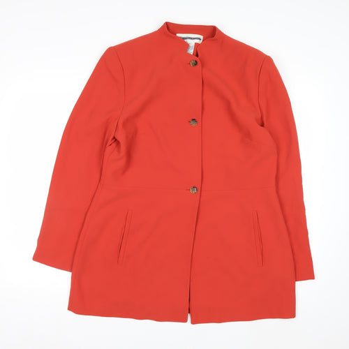 Rena Rowan Women Red Crepe Longline Blazer Size 12 Classic Fit