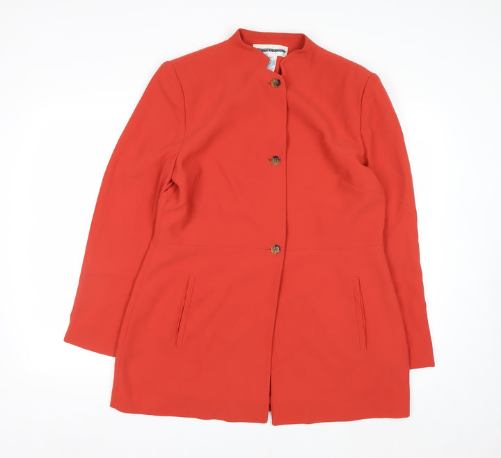 Rena Rowan Women Red Crepe Longline Blazer Size 12 Classic Fit