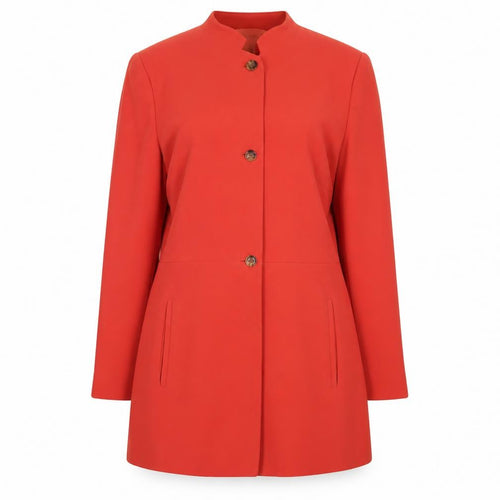 Rena Rowan Women Red Crepe Longline Blazer Size 12 Classic Fit