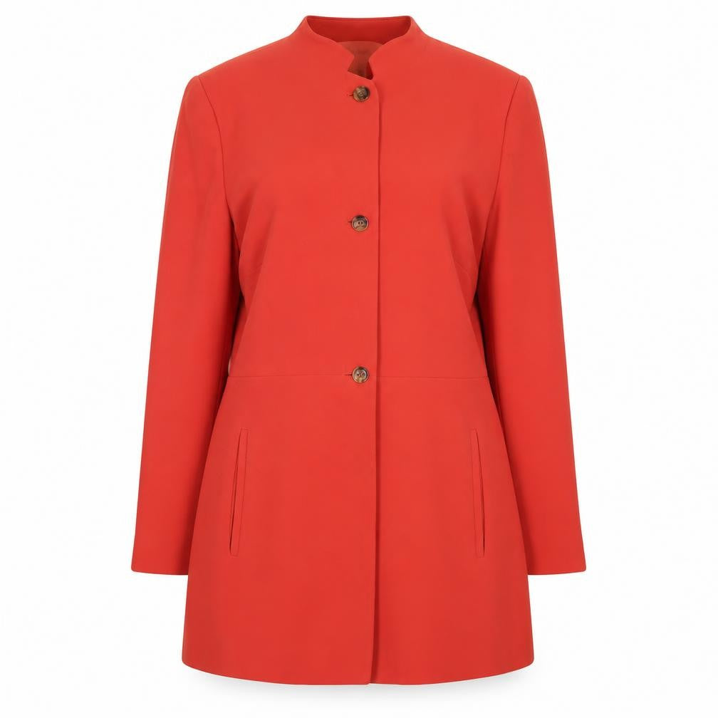 Rena Rowan Women Red Crepe Longline Blazer Size 12 Classic Fit