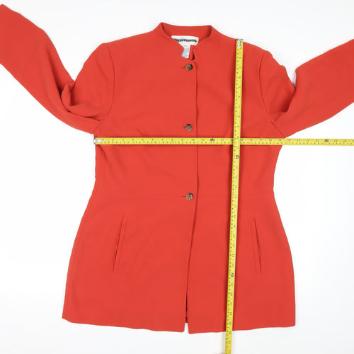 Rena Rowan Women Red Crepe Longline Blazer Size 12 Classic Fit