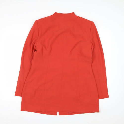 Rena Rowan Women Red Crepe Longline Blazer Size 12 Classic Fit