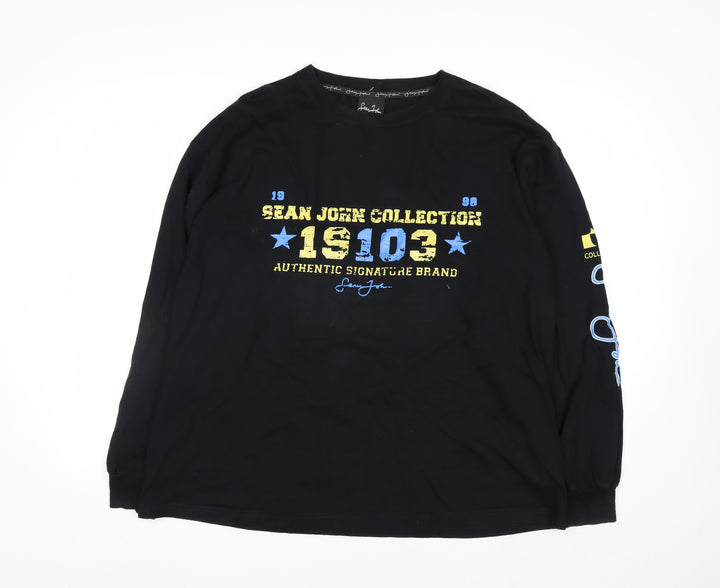 Sean John Mens Black XL Graphic Print Cotton Sweatshirt
