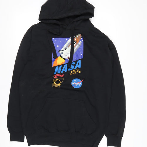 NASA Men's Black Pullover Hoodie M Space Graphic Print Sweatshirt