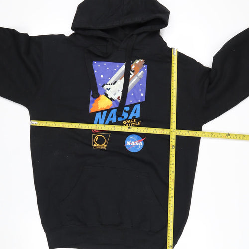 NASA Men's Black Pullover Hoodie M Space Graphic Print Sweatshirt