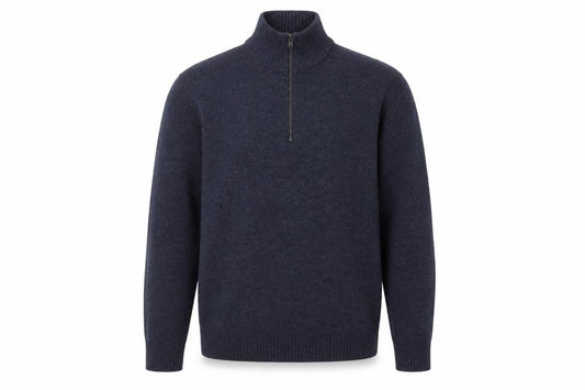 Front view of Marks & Spencer Men's Blue Wool Half Zip Jumper XL
