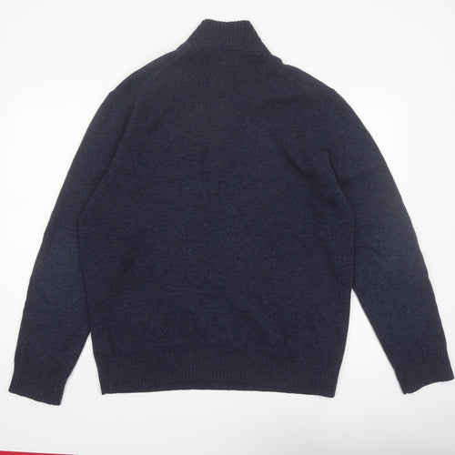 Marks and Spencer Men's Blue Wool Half Zip Jumper XL