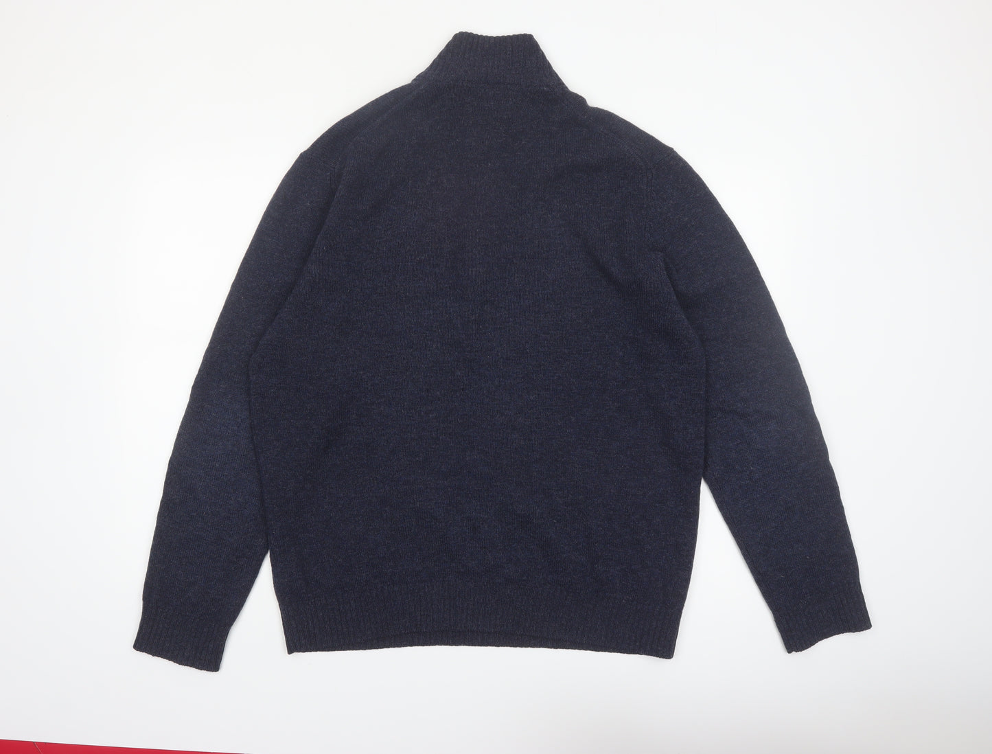 Marks and Spencer Men's Blue Wool Half Zip Jumper XL