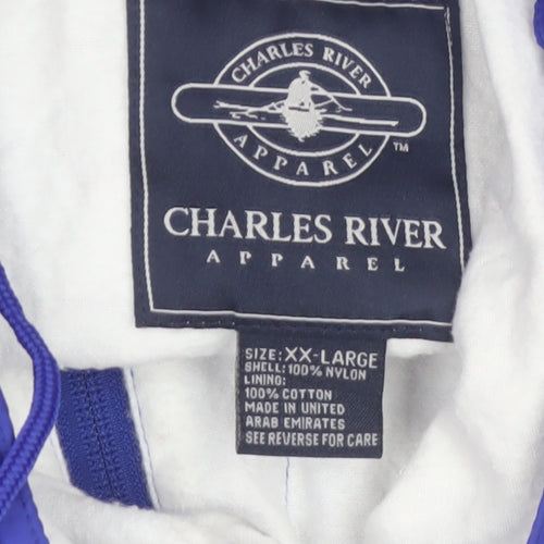 Charles River Apparel Men's Blue 2XL Hooded Windbreaker Jacket