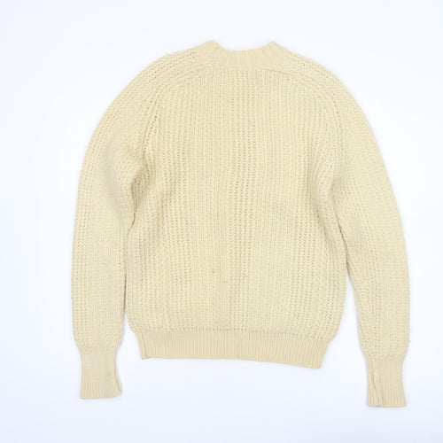 Eddie Bauer Men’s Beige Wool Cable-Knit Jumper L Vintage Winter Pullover