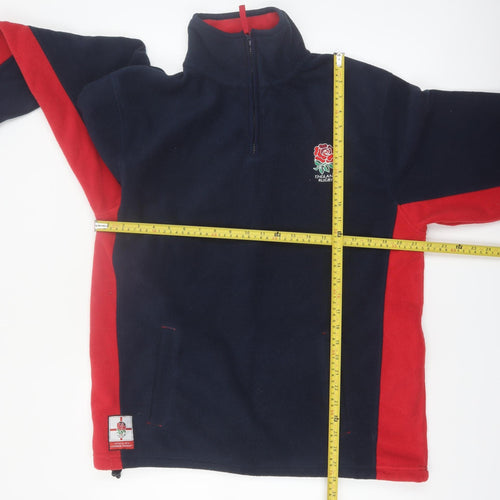 England Rugby Men's Blue Red Fleece 1/4 Zip Sweatshirt L