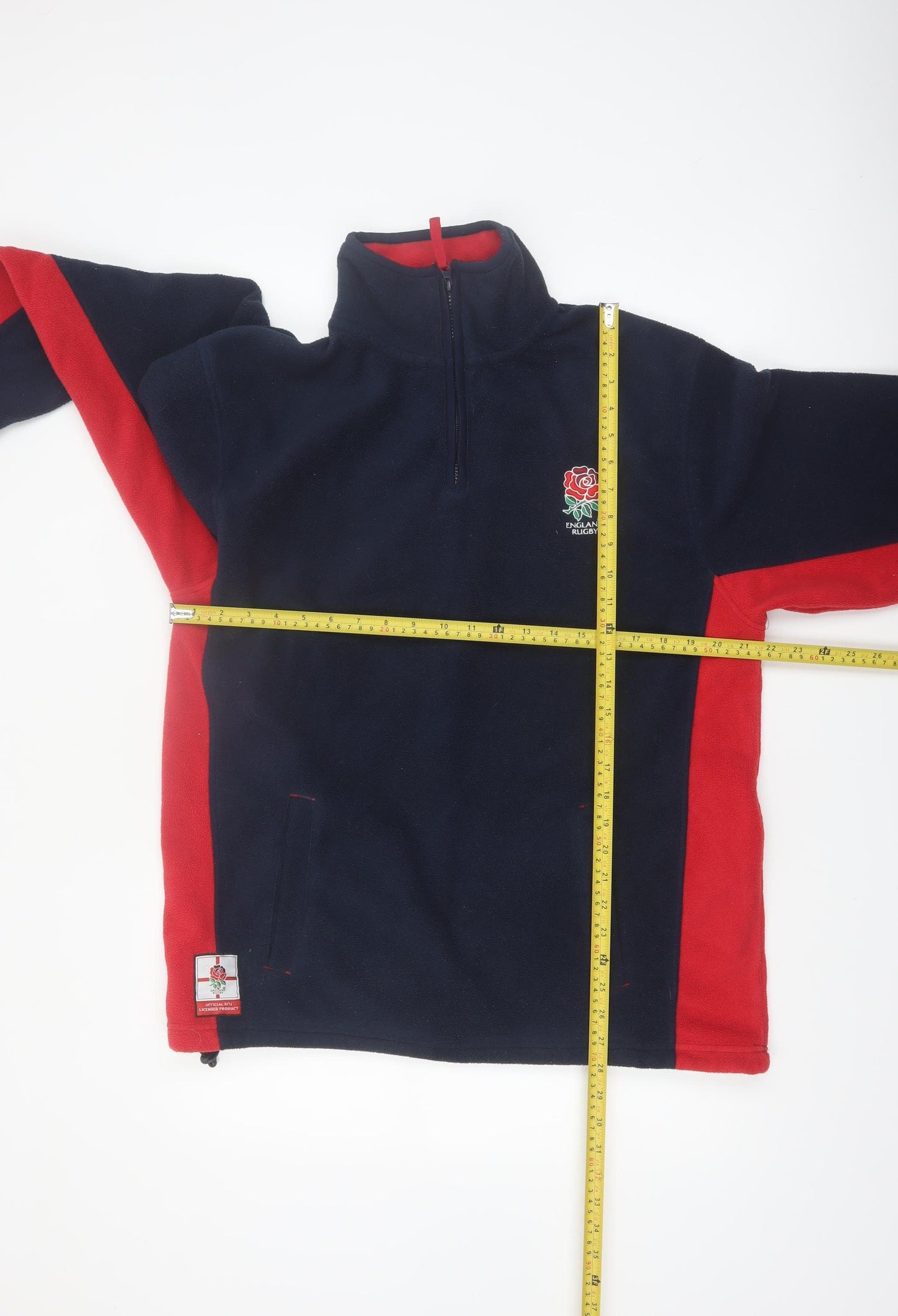 England Rugby Men's Blue Red Fleece 1/4 Zip Sweatshirt L