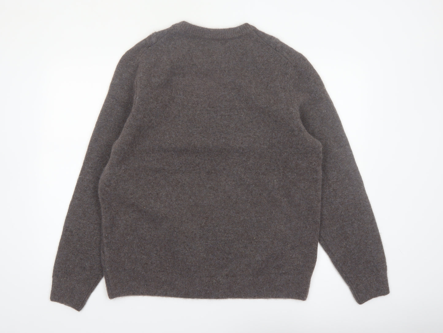 Marks and Spencer Men's Brown Wool Blend Crew Neck Diamond Knit Jumper XL