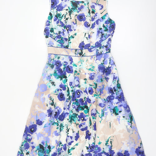 Monsoon Women's Multicoloured Floral Fit & Flare Sleeveless Dress UK 10