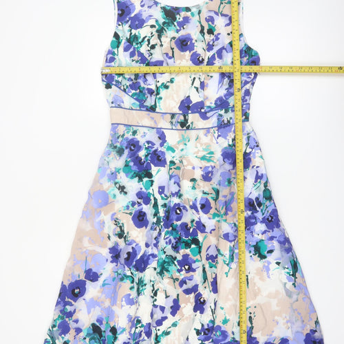 Monsoon Women's Multicoloured Floral Fit & Flare Sleeveless Dress UK 10