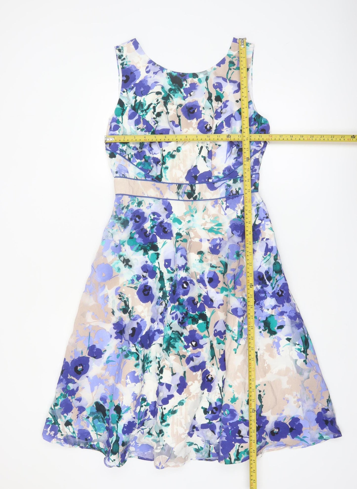 Monsoon Women's Multicoloured Floral Fit & Flare Sleeveless Dress UK 10