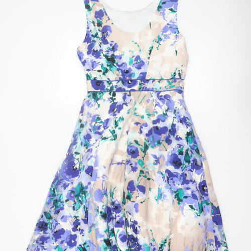 Monsoon Women's Multicoloured Floral Fit & Flare Sleeveless Dress UK 10