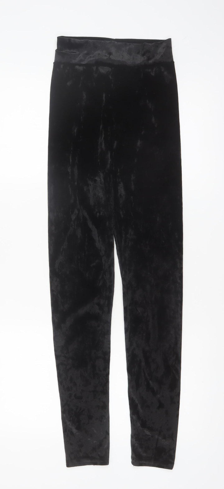 PrettyLittleThing Womens Black Velvet Leggings Size 8