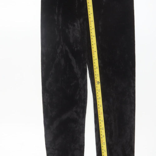 PrettyLittleThing Womens Black Velvet Leggings Size 8