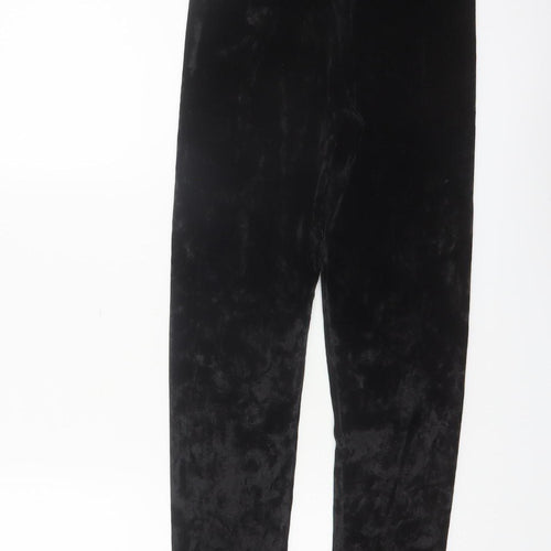 PrettyLittleThing Womens Black Velvet Leggings Size 8