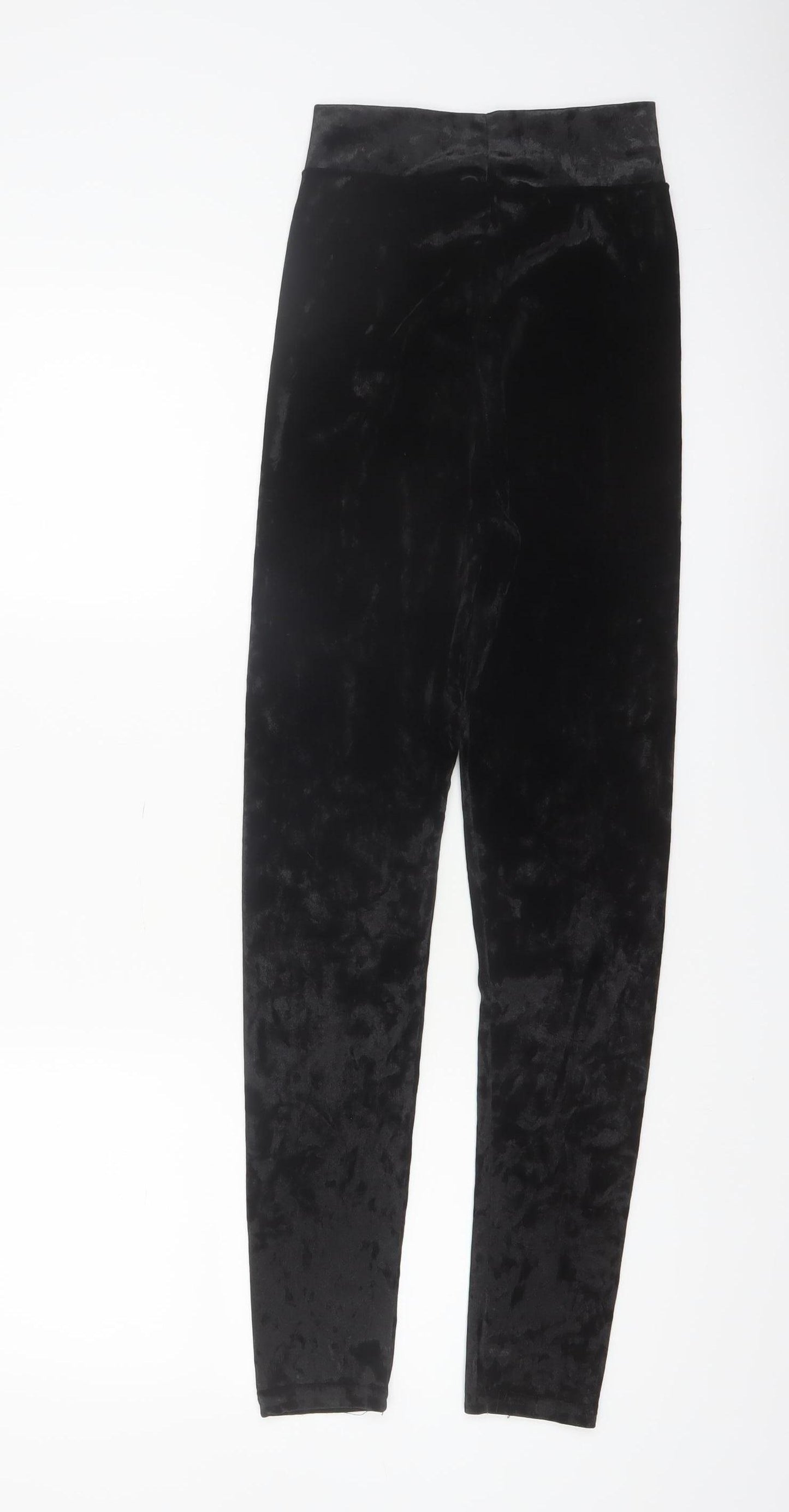 PrettyLittleThing Womens Black Velvet Leggings Size 8