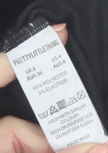 PrettyLittleThing Womens Black Velvet Leggings Size 8