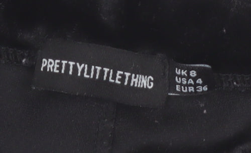 PrettyLittleThing Womens Black Velvet Leggings Size 8
