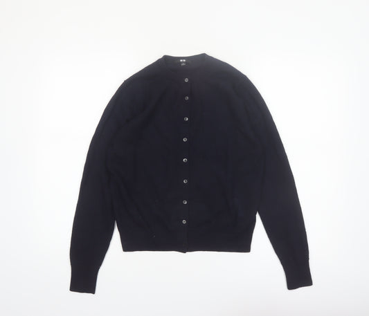 Uniqlo Women’s Black Small Crew Neck Wool Cardigan Jumper