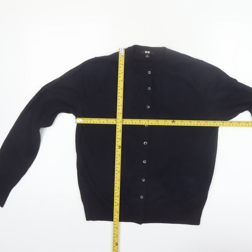 Uniqlo Women’s Black Small Crew Neck Wool Cardigan Jumper