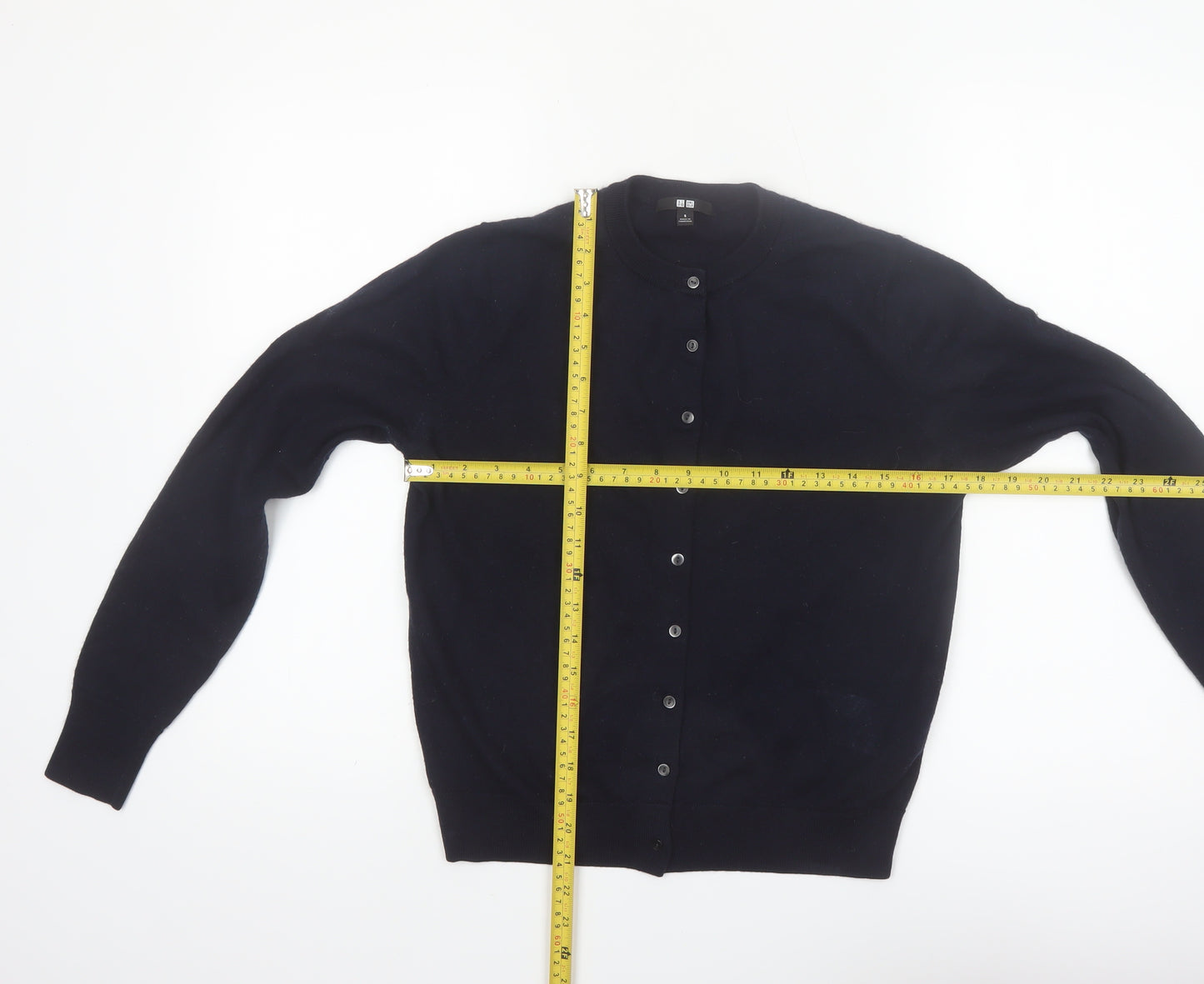 Uniqlo Women’s Black Small Crew Neck Wool Cardigan Jumper