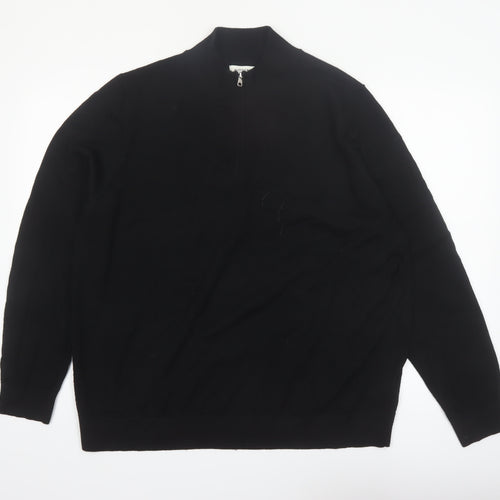 Marks and Spencer Autograph Men's Black 2XL Merino Wool 1/2 Zip Jumper