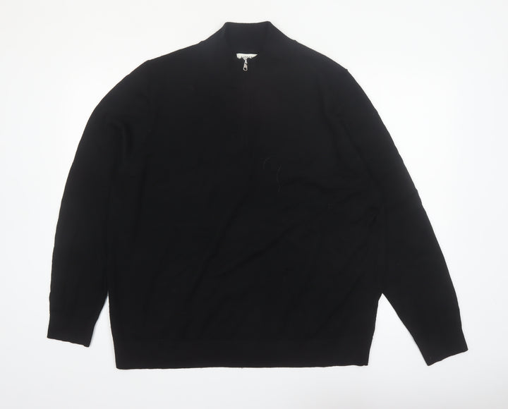 Marks and Spencer Autograph Men's Black 2XL Merino Wool 1/2 Zip Jumper