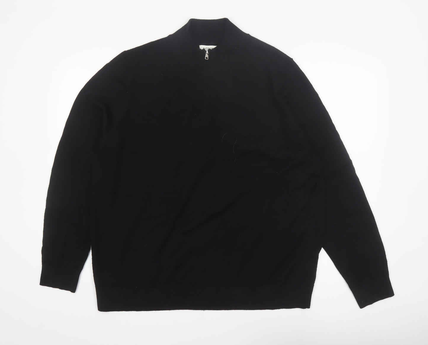 Marks and Spencer Autograph Men's Black 2XL Merino Wool 1/2 Zip Jumper