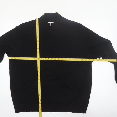 Marks and Spencer Autograph Men's Black 2XL Merino Wool 1/2 Zip Jumper