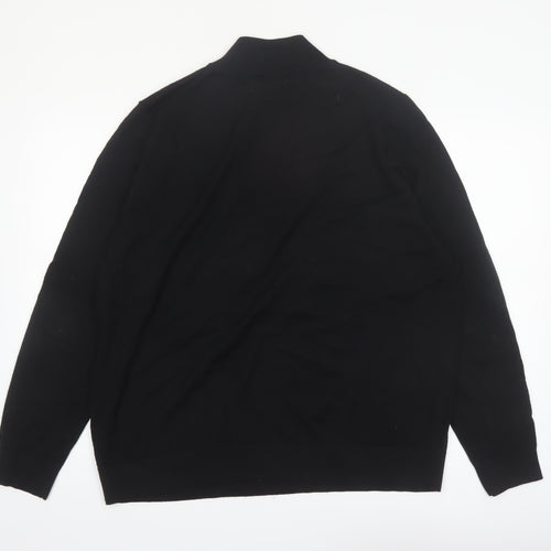 Marks and Spencer Autograph Men's Black 2XL Merino Wool 1/2 Zip Jumper
