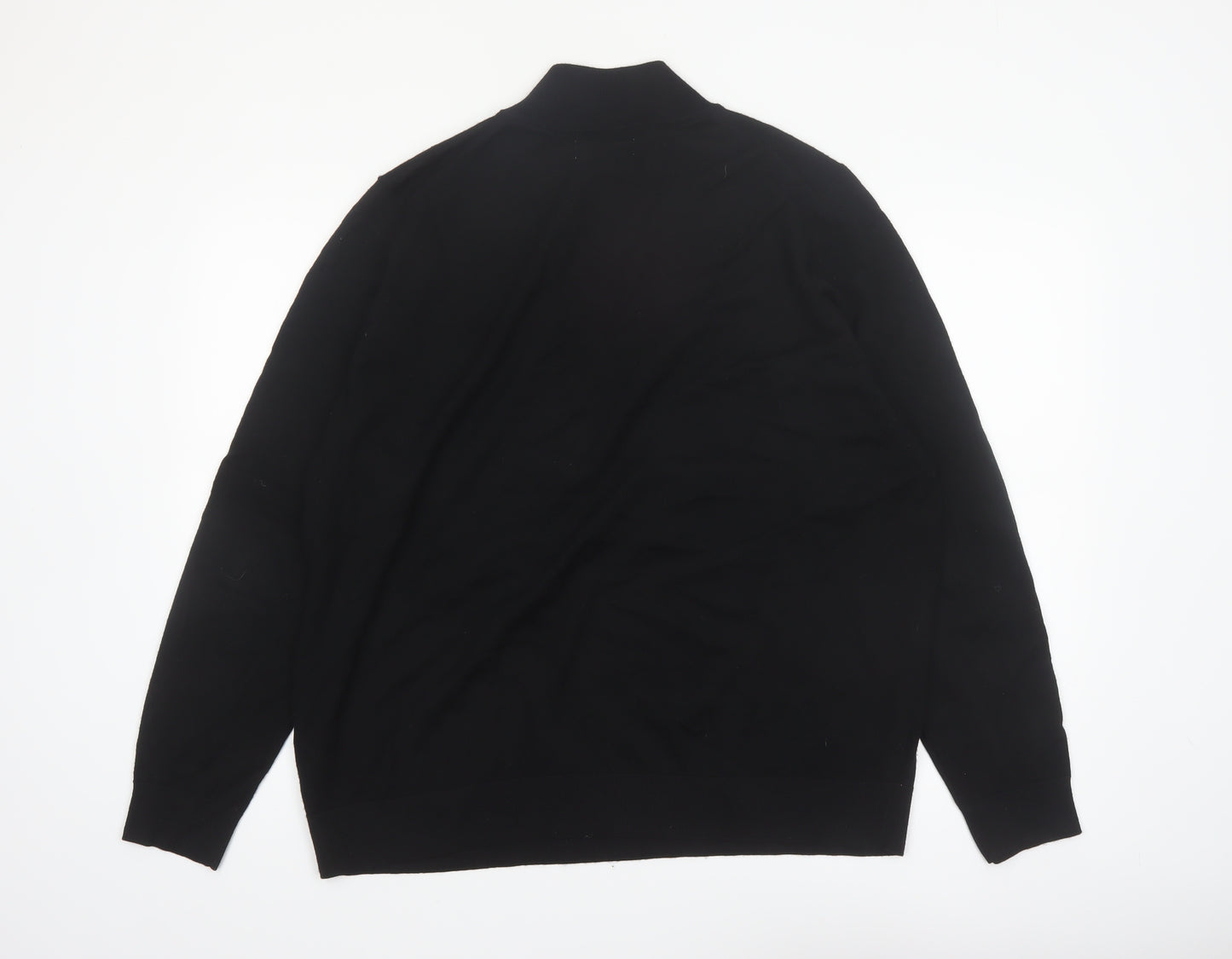 Marks and Spencer Autograph Men's Black 2XL Merino Wool 1/2 Zip Jumper