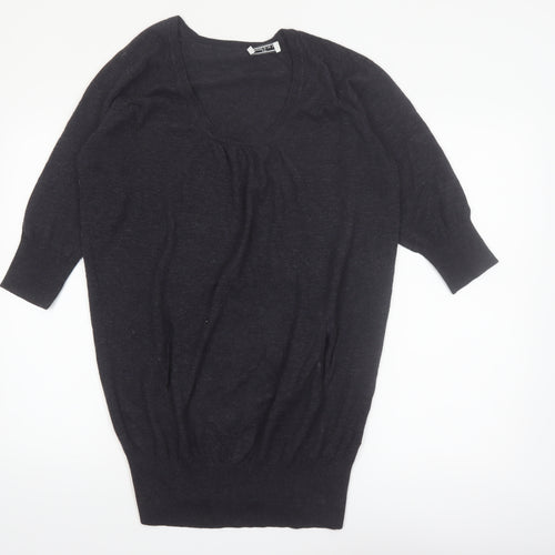 The White Company Women’s Black Merino Wool 3/4 Sleeve Pullover Jumper M