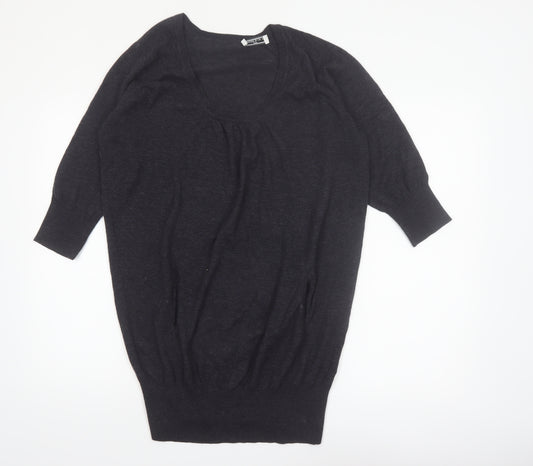 The White Company Women’s Black Merino Wool 3/4 Sleeve Pullover Jumper M