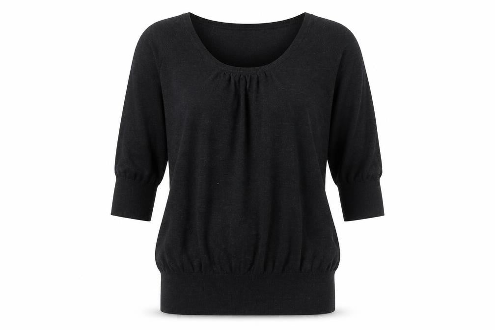 The White Company Women’s Black Merino Wool 3/4 Sleeve Pullover Jumper M